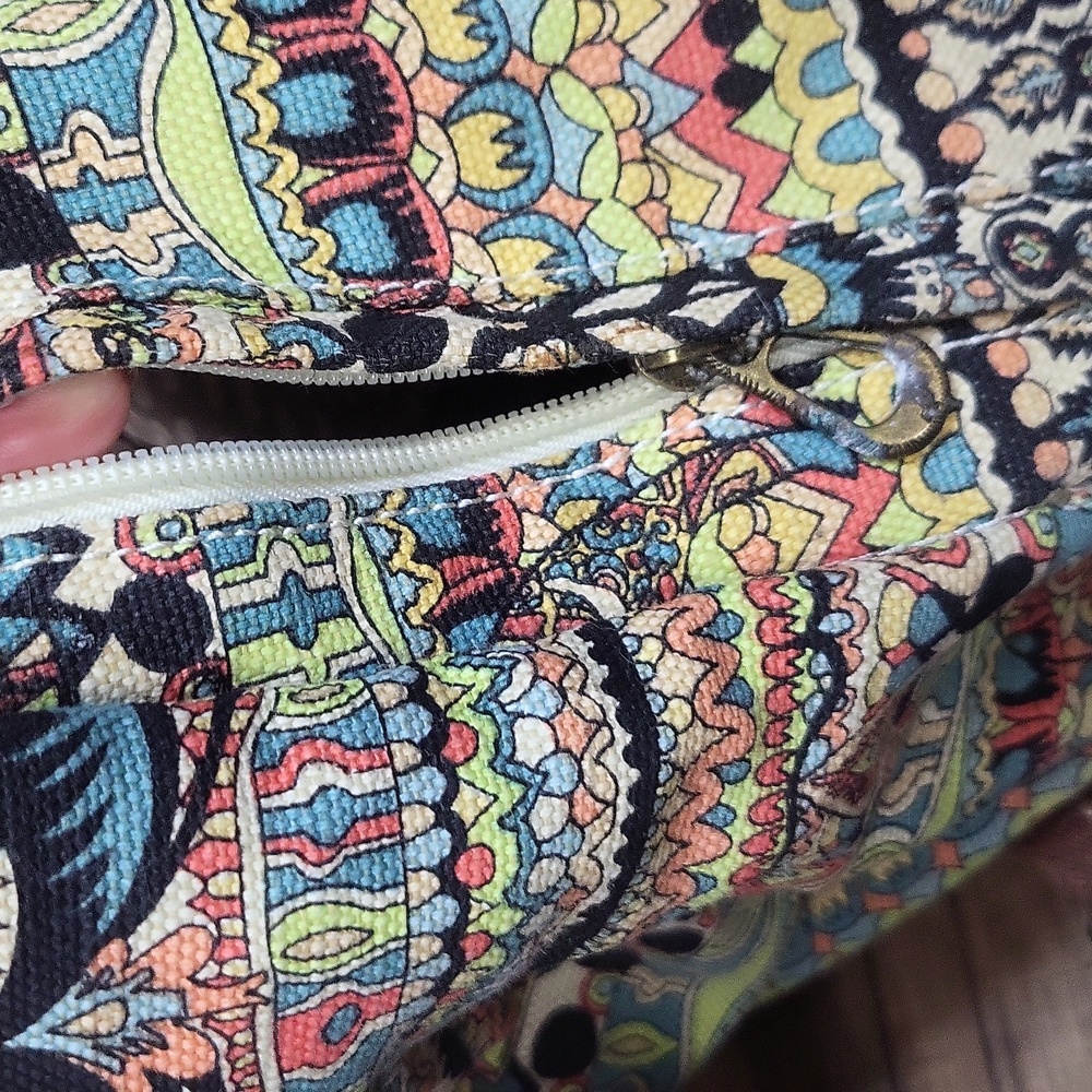 SAKROOT Blue Orange Boho Convertible Drawstrimg Backpack Elephant Tassel Key Fob - Picture 10 of 16